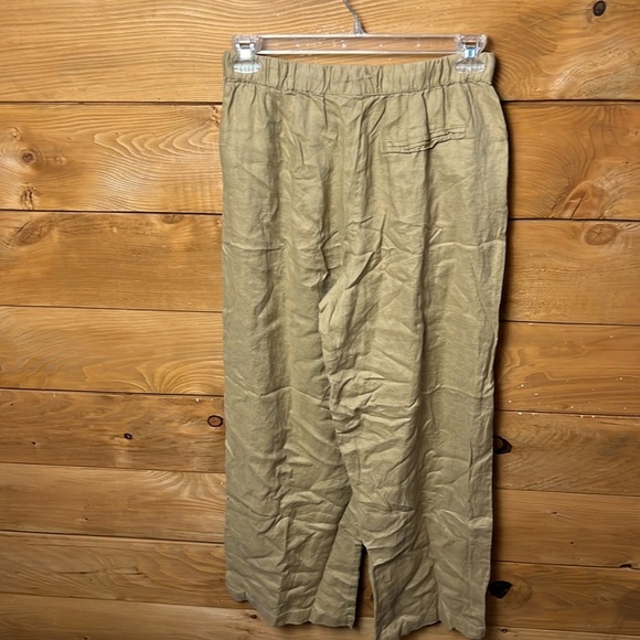 Zara Womens 100% Linen High Rise Wide Leg Pants Khaki tan/brown Md pockets comfy - Picture 4 of 9